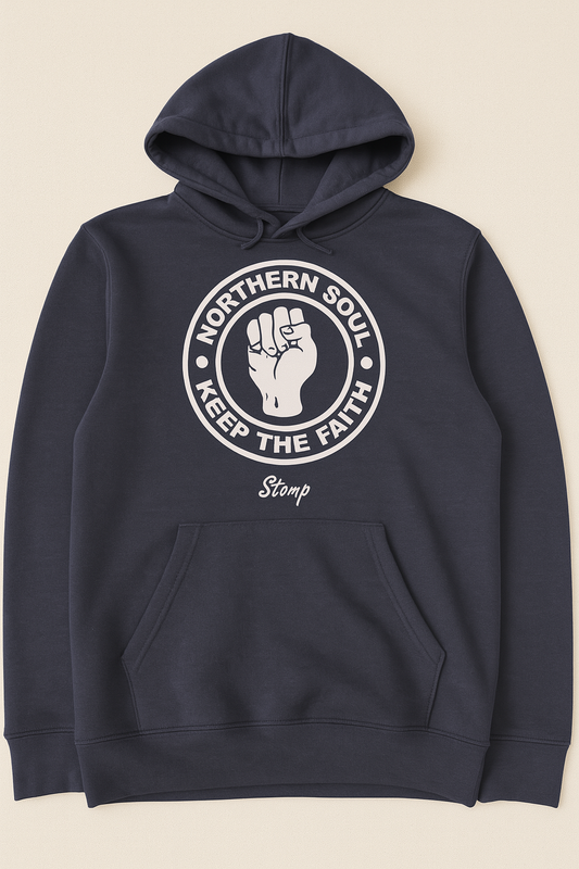 Northern Soul Hoody - Navy with White Logo