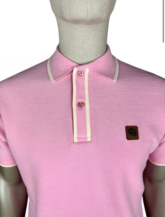 Ottoman Stripe Trim Polo - Pink -  TR/9080