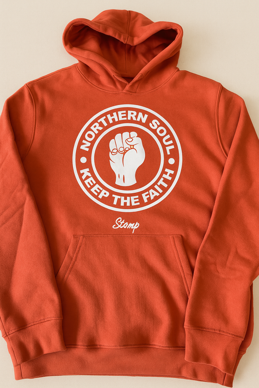 Northern Soul Hoody - Salmon with White Logo