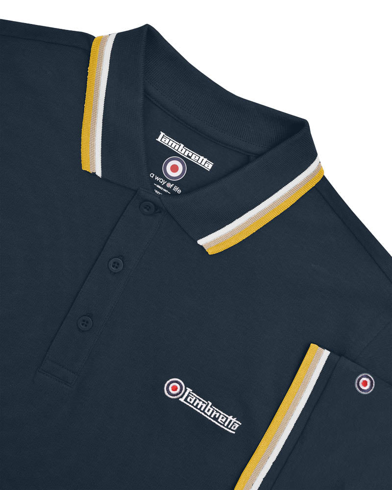 TRIPLE TIPPED POLO - NAVY (white/cashew/gold) SS1650