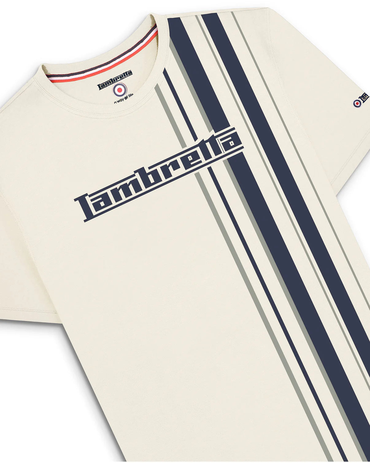 Racing Stripe Tee - Silver / Navy