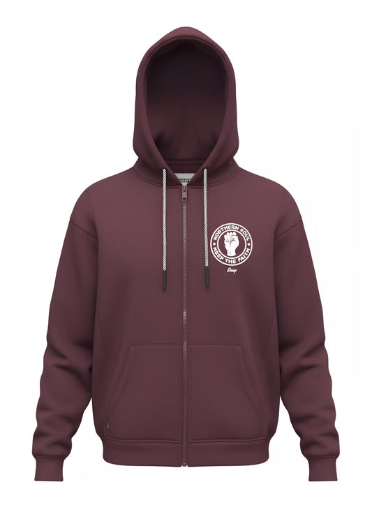 Northern Soul Zip Hoody - Burgundy