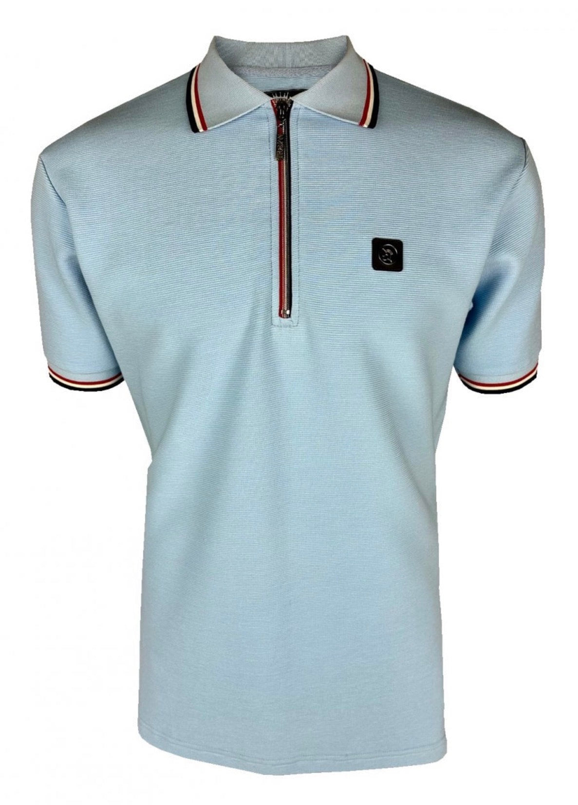 Ottoman Rib Zip Polo - Powder - TR9070
