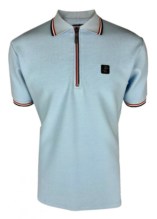 Ottoman Rib Zip Polo - Powder - TR9070