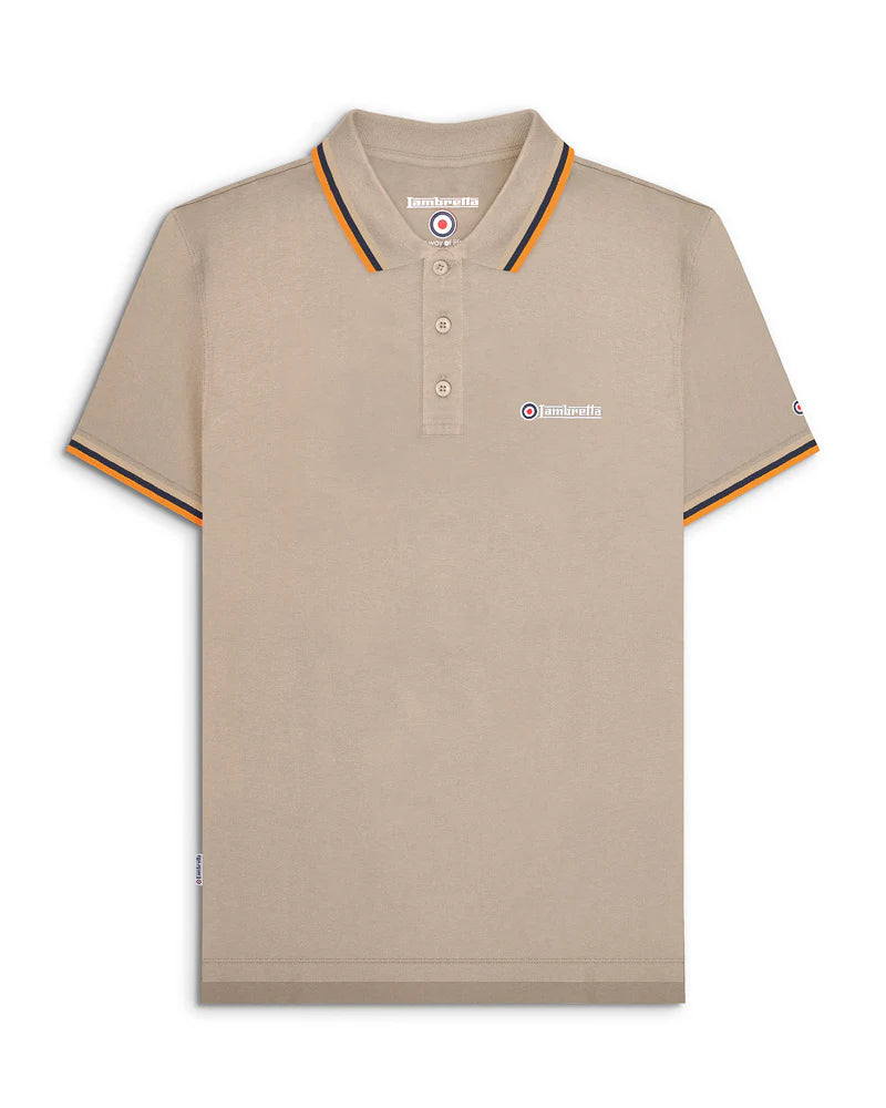 TRIPLE TIPPED POLO - CASHEW (Stone/Navy/Orange) SS1650