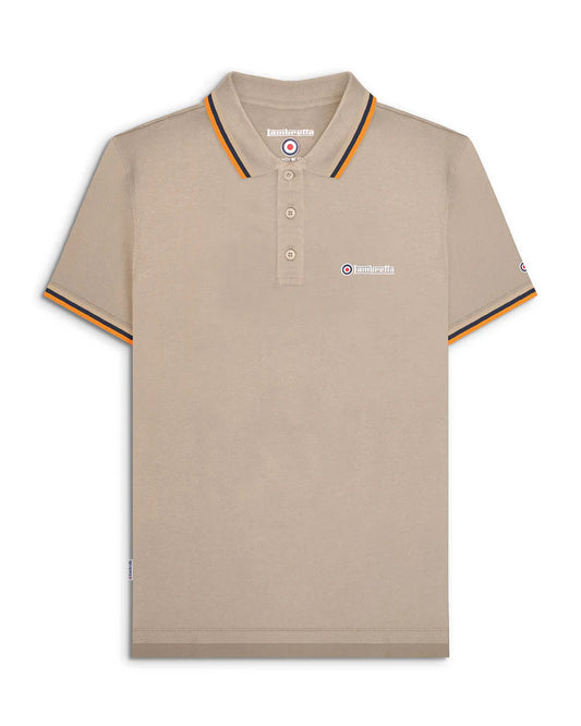 TRIPLE TIPPED POLO - CASHEW (Stone/Navy/Orange) SS1650