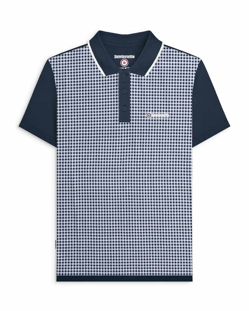 Gingham AOP Polo - Navy