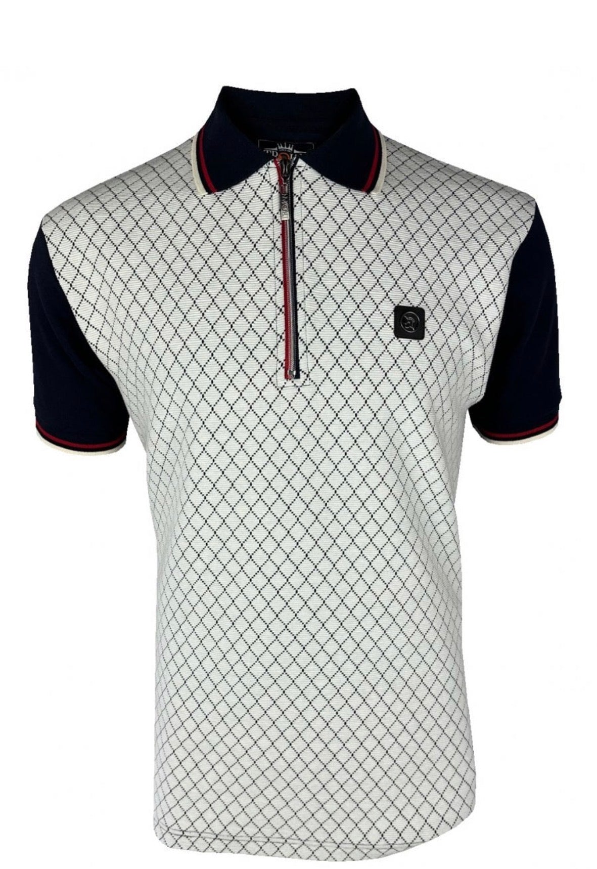 TROJAN Ottoman Jacquard Panel Polo TR/9069 - Navy