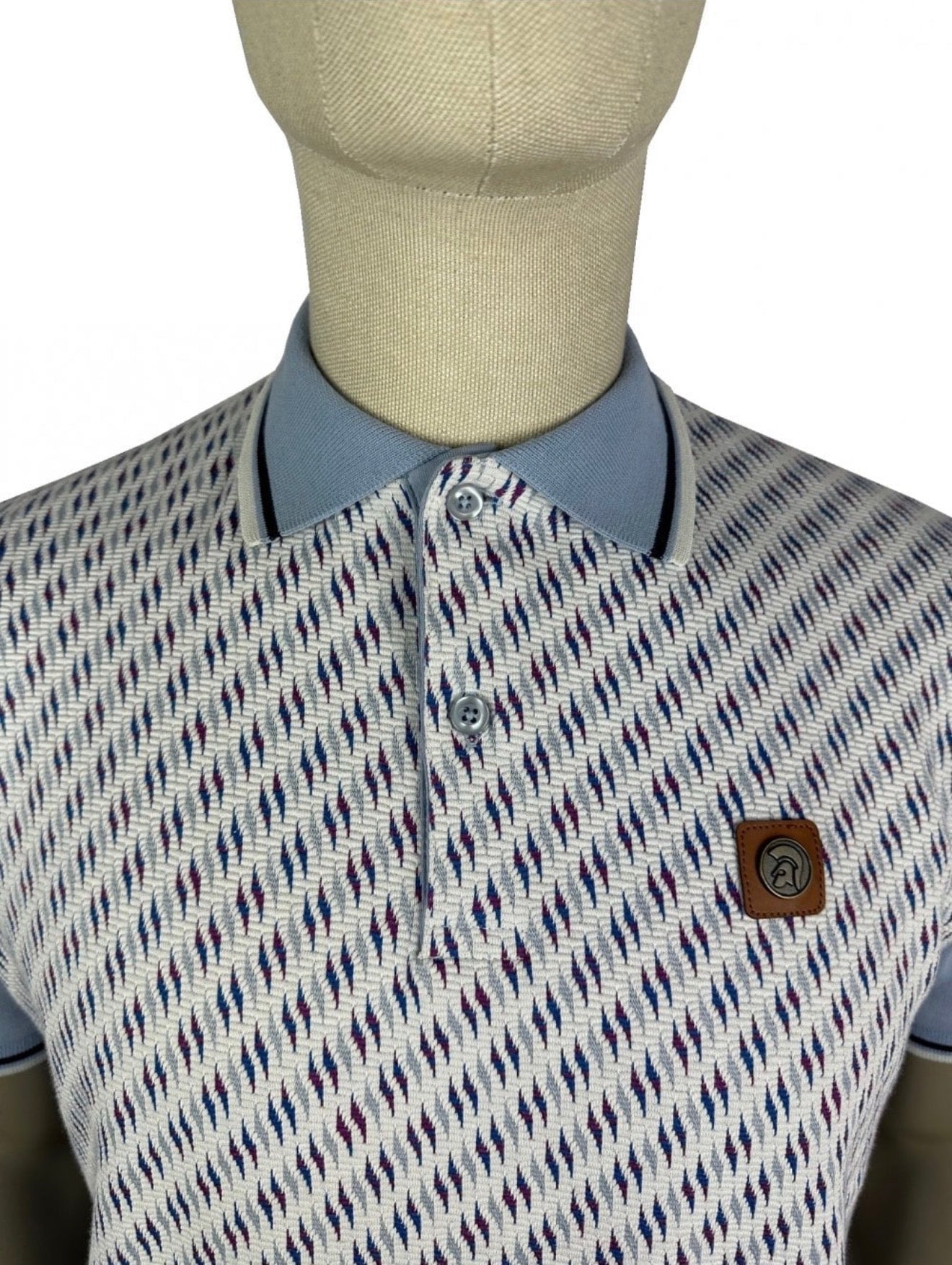 TROJAN Ottoman Jacquard Panel Polo TR/8866 - Sky