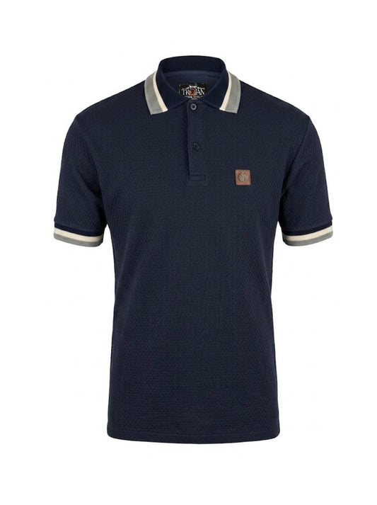 TROJAN Textured Jacquard Collar Polo TR/9129 Navy
