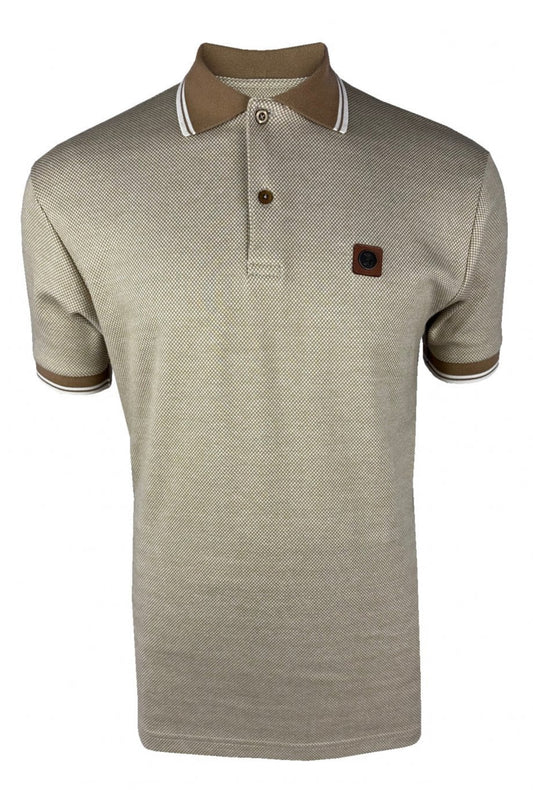 Jacquard Semi-Plain Polo - Camel