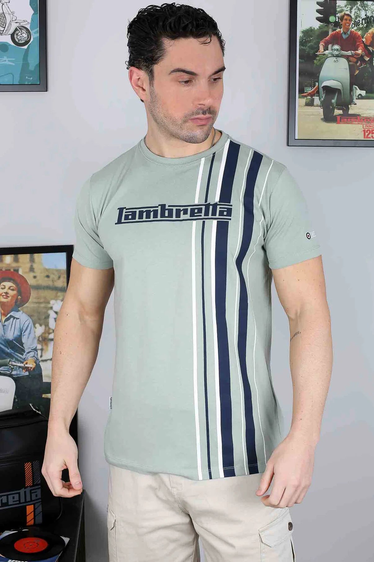 Racing Stripe Tee - Iceberg Green