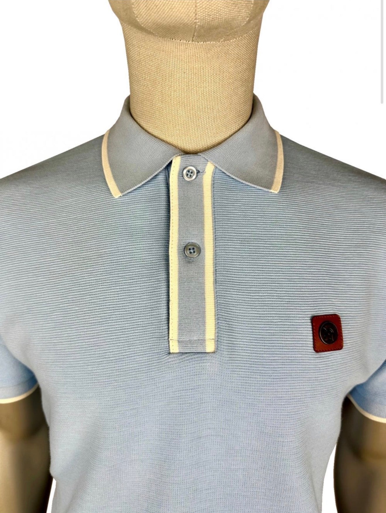 Ottoman Stripe Trim Polo - Powder-  TR/9080