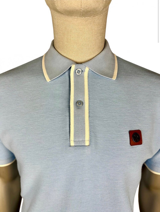 Ottoman Stripe Trim Polo - Powder-  TR/9080