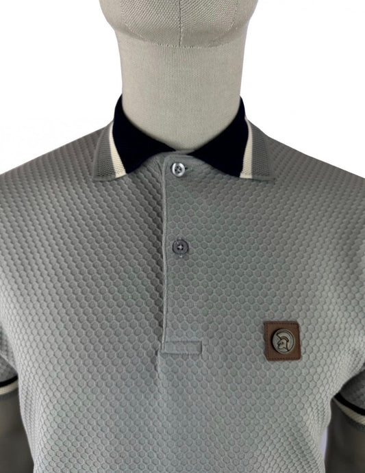 TROJAN Textured Jacquard Collar Polo TR/9129 Grey