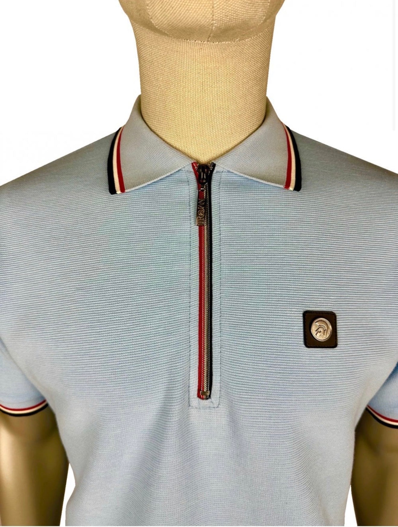 Ottoman Rib Zip Polo - Powder - TR9070