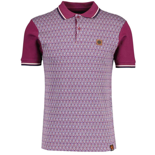Trojan Retro Scale Jacquard Knit Panel Polo - Port