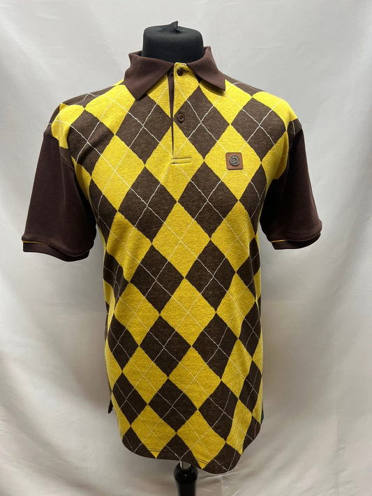 Argyle Panel Polo - Chocolate