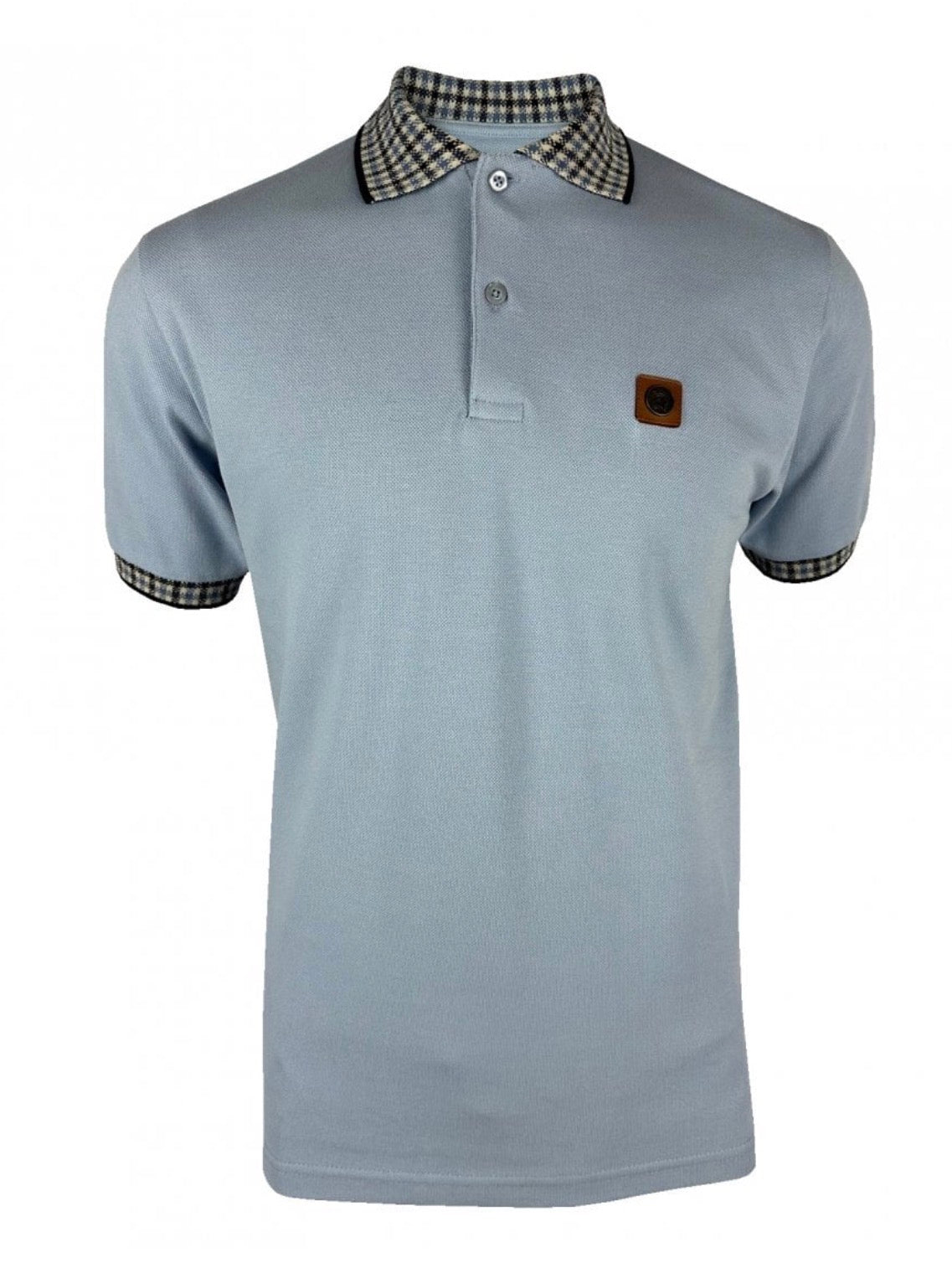 Trojan Gingham Check Trim Pique Polo -