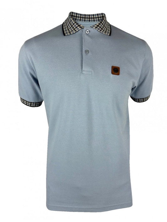 Trojan Gingham Check Trim Pique Polo -