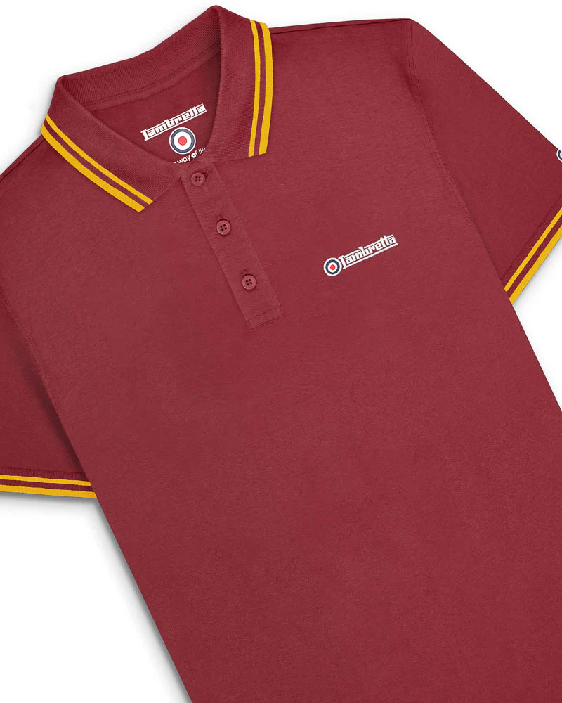 Twin Tipped Polo - Burgundy / Gold