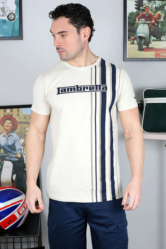 Racing Stripe Tee - Silver / Navy