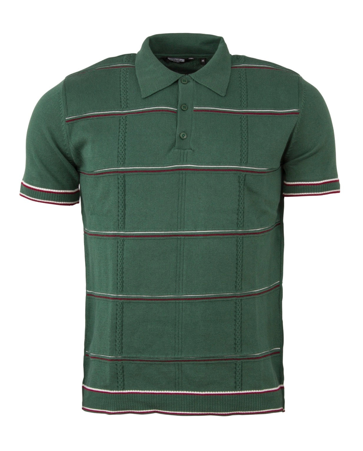 Men's Cable knit striped polo - Green - VS-9