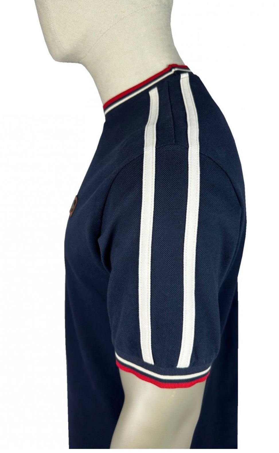 Three colour tipping pique tee TC/1042 - NAVY