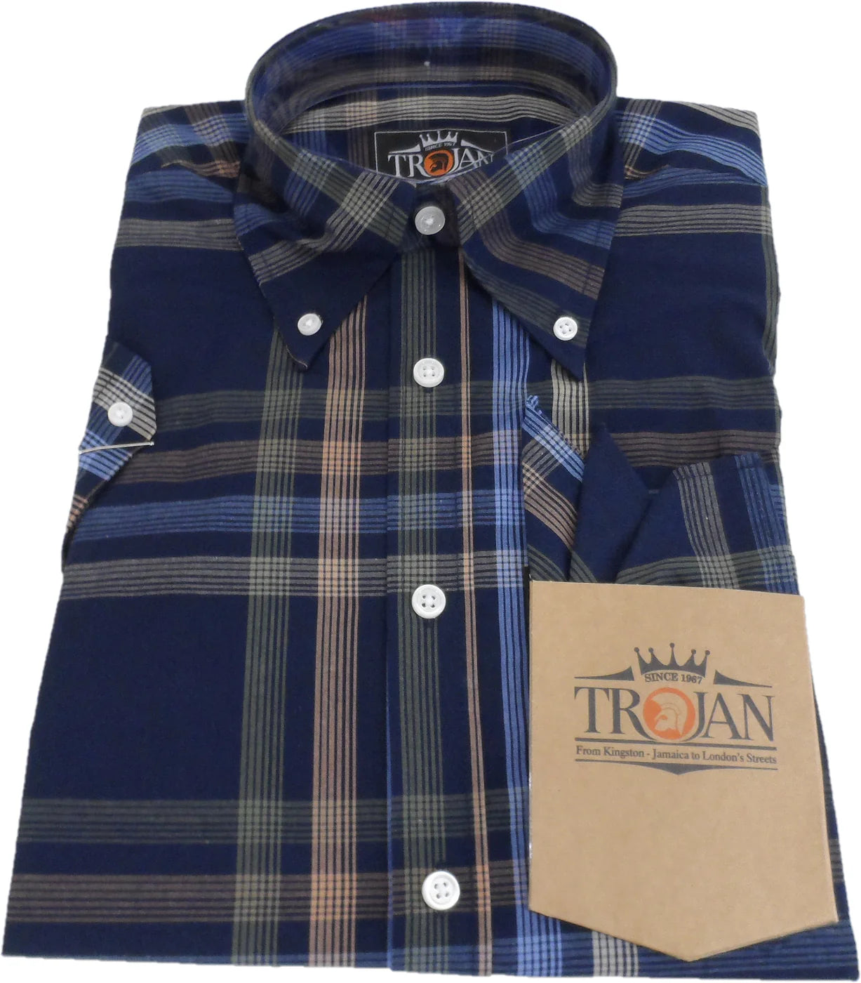 Trojan Check Shirt - Navy - TC1044