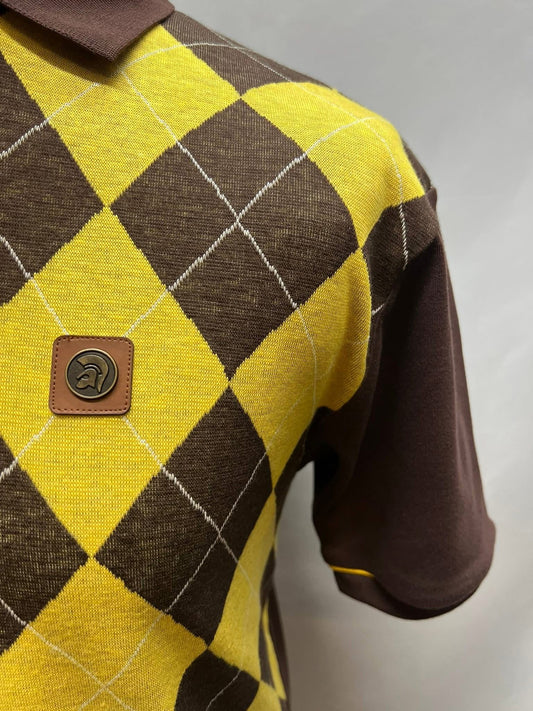 Argyle Panel Polo - Chocolate