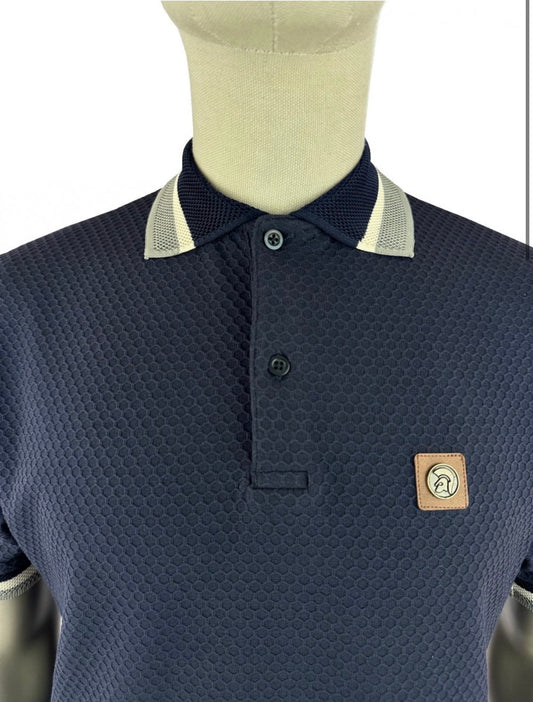 TROJAN Textured Jacquard Collar Polo TR/9129 Navy
