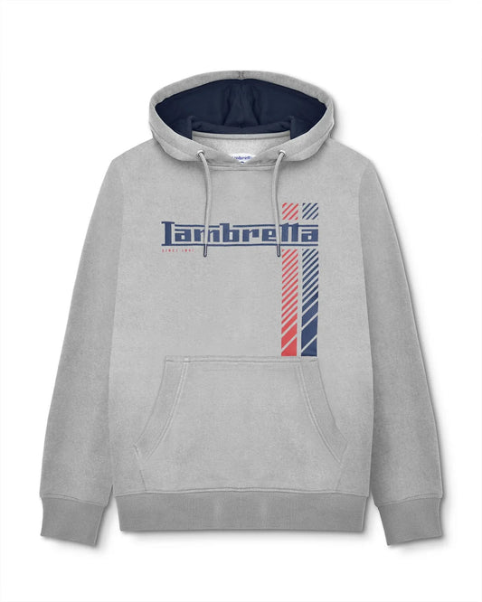 Lambretta Mens Racing Stripe Hoodie - Grey