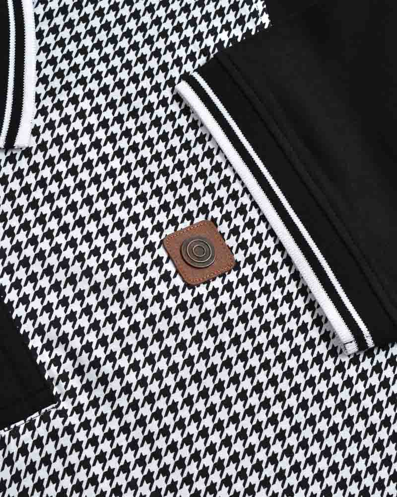 Houndstooth Polo - Black/White
