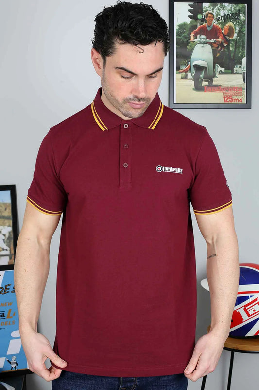 Twin Tipped Polo - Burgundy / Gold