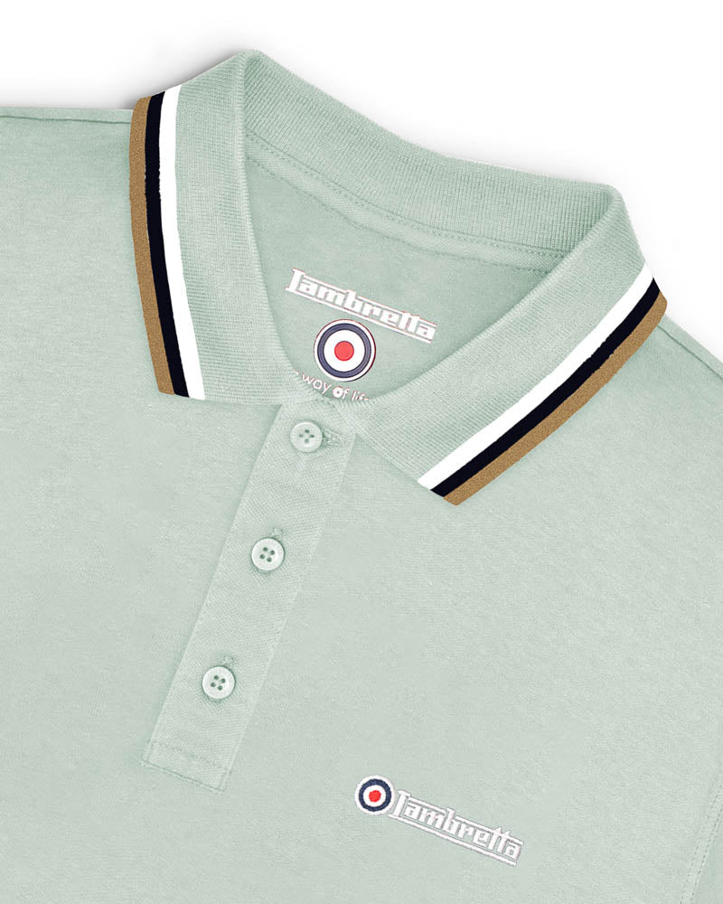 TRIPLE TIPPED POLO - pale aqua