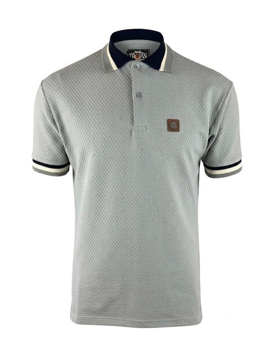 TROJAN Textured Jacquard Collar Polo TR/9129 Grey