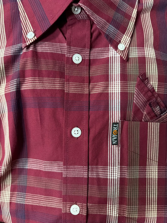 Trojan Check Shirt - Burghundy - TC1044