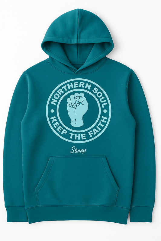 Northern Soul Hoody - Teale with White Logo