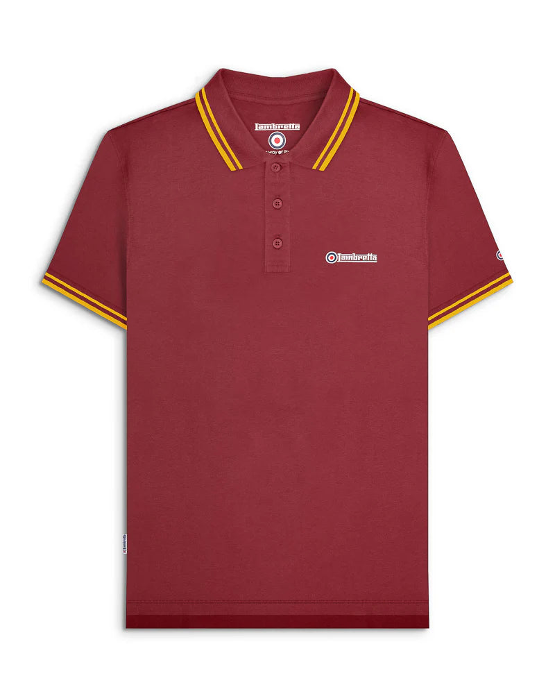 Twin Tipped Polo - Burgundy / Gold