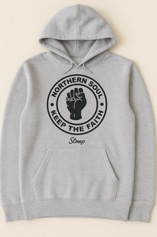 Northern Soul Hoody - Grey Marl with Black Logo