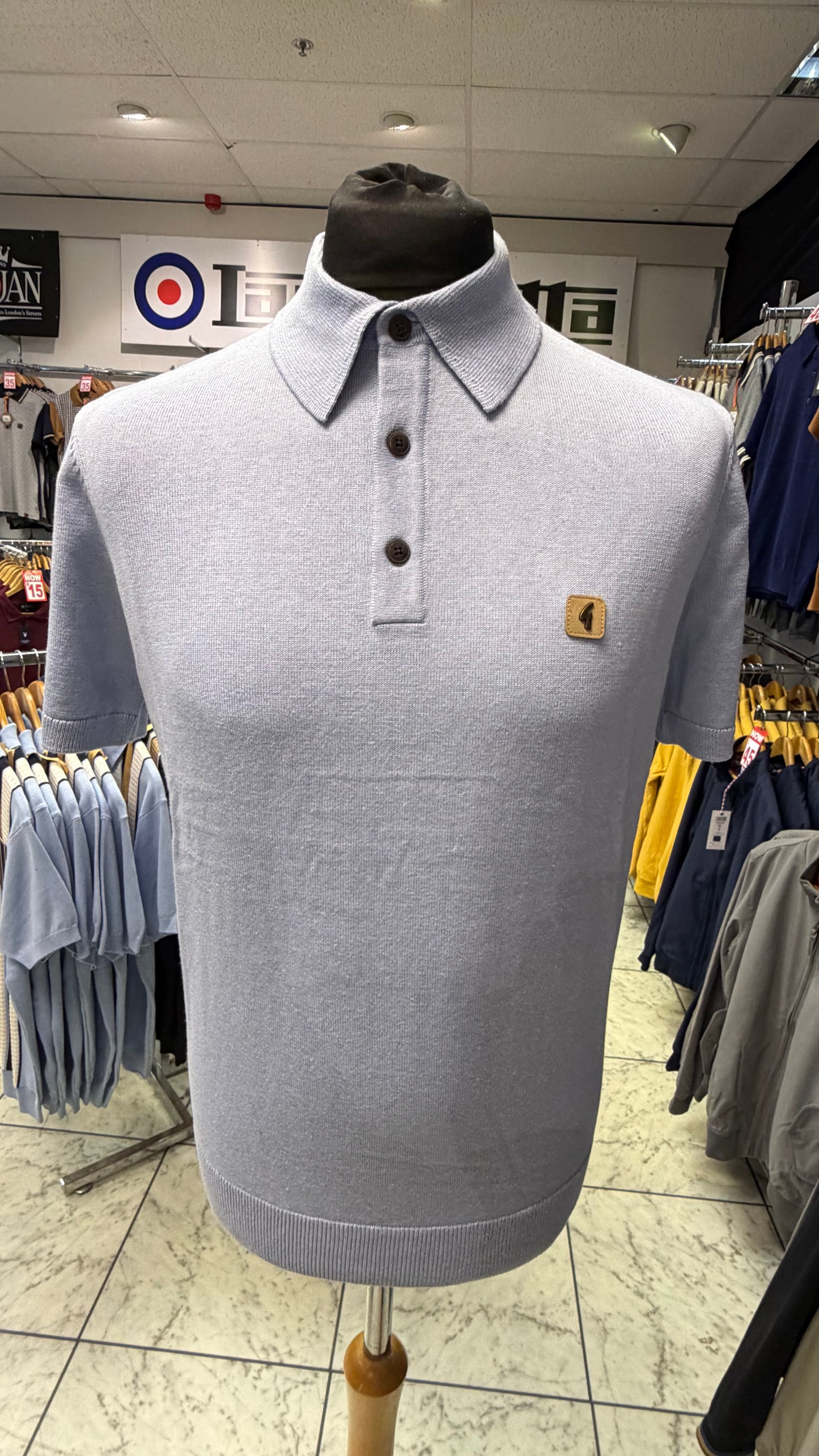 Gabicci Vintage Jackson Short Sleeve Plain Knitted Polo - Dusk