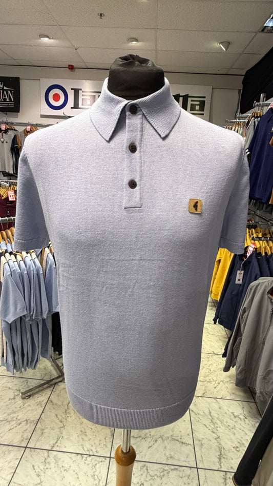 Gabicci Vintage Jackson Short Sleeve Plain Knitted Polo - Dusk