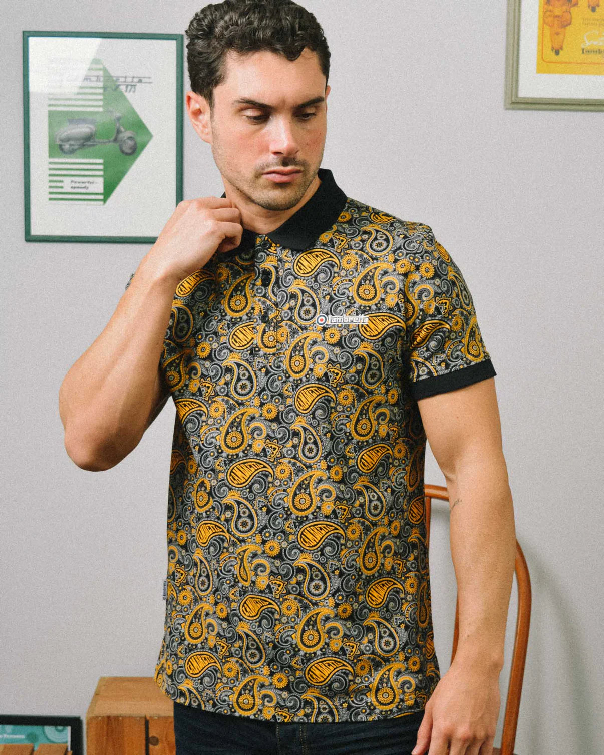 Paisley Brand Polo - Black / Gold