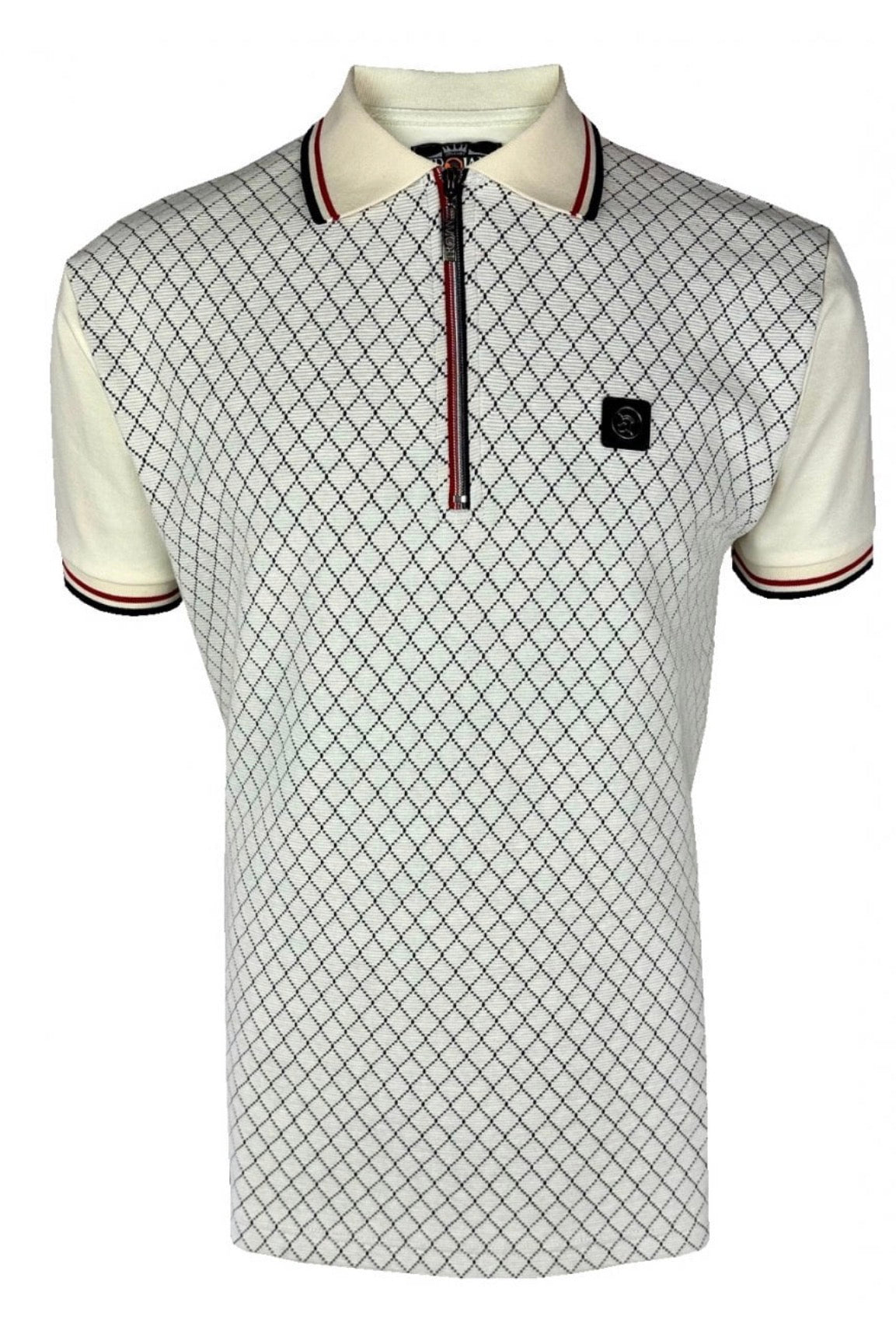 TROJAN Ottoman Jacquard Panel Polo TR/9069 - ECRU