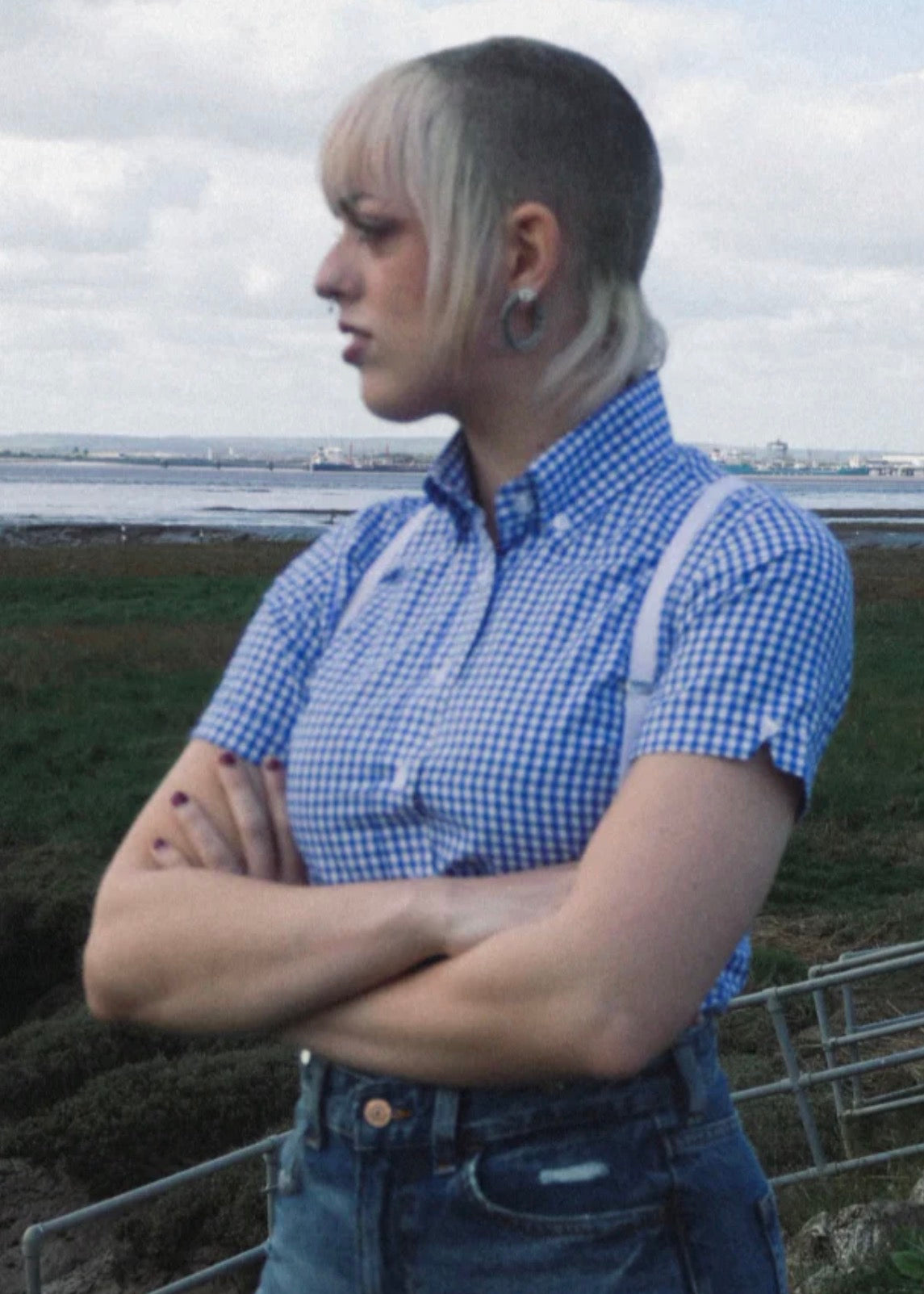 Relco Ladies Gingham Shirt - Blue