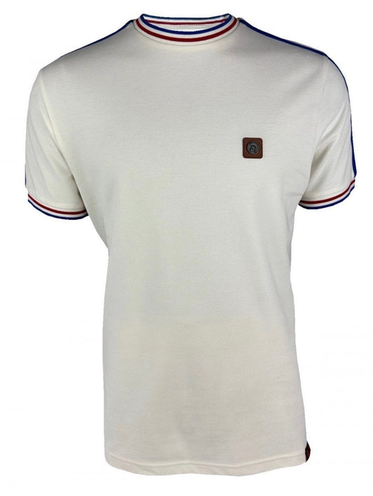 Three colour tipping pique tee TC/1042 - ECRU