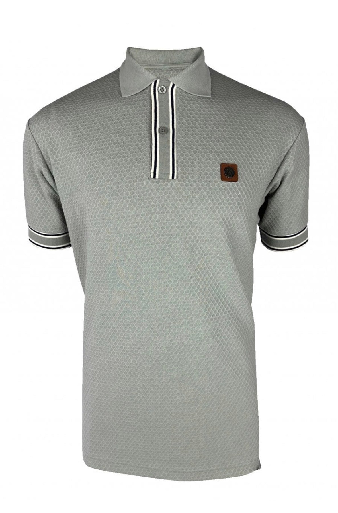 Textured Stripe Rib Polo - Grey - TR/9081