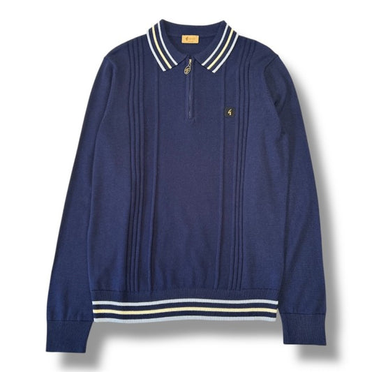 Gabicci Vintage Ronnie Tipped Knit - Storm