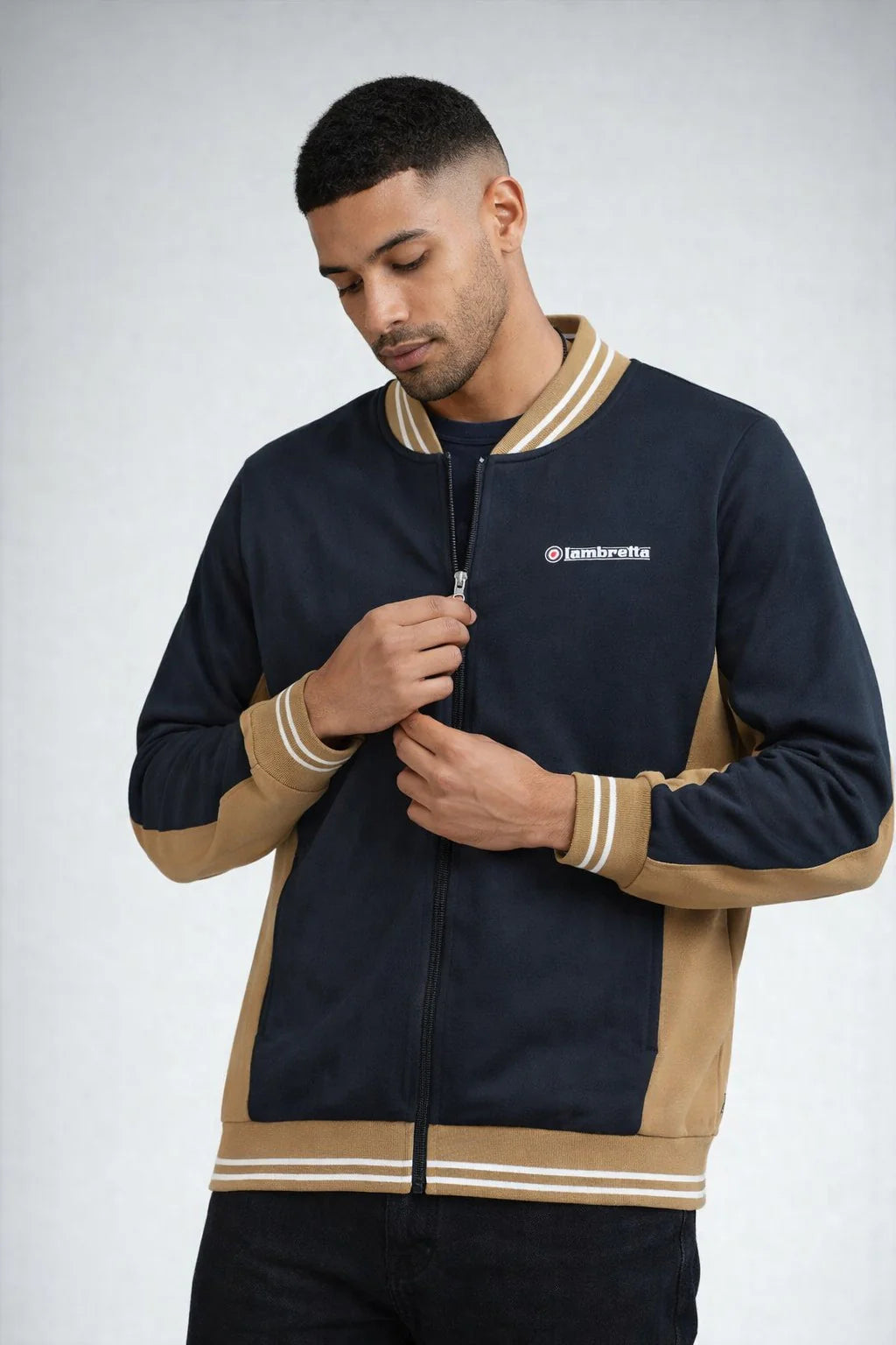 Vintage Track Top - Navy / Cashew / White