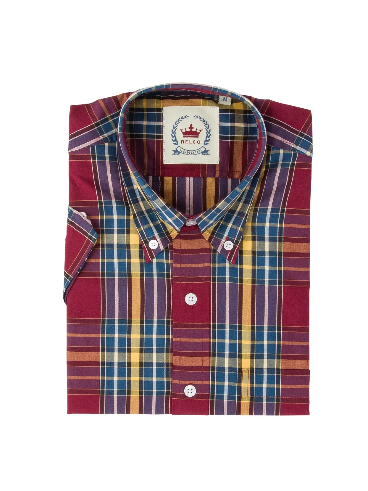 Relco Burgundy, Yellow & Blue Check Shirt - CK71